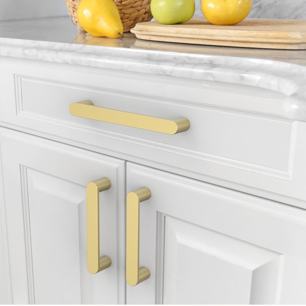 10 Pack 5 Inch(128mm) Brushed Gold Kitchen Cabinet Handles, Cabinet Pulls
